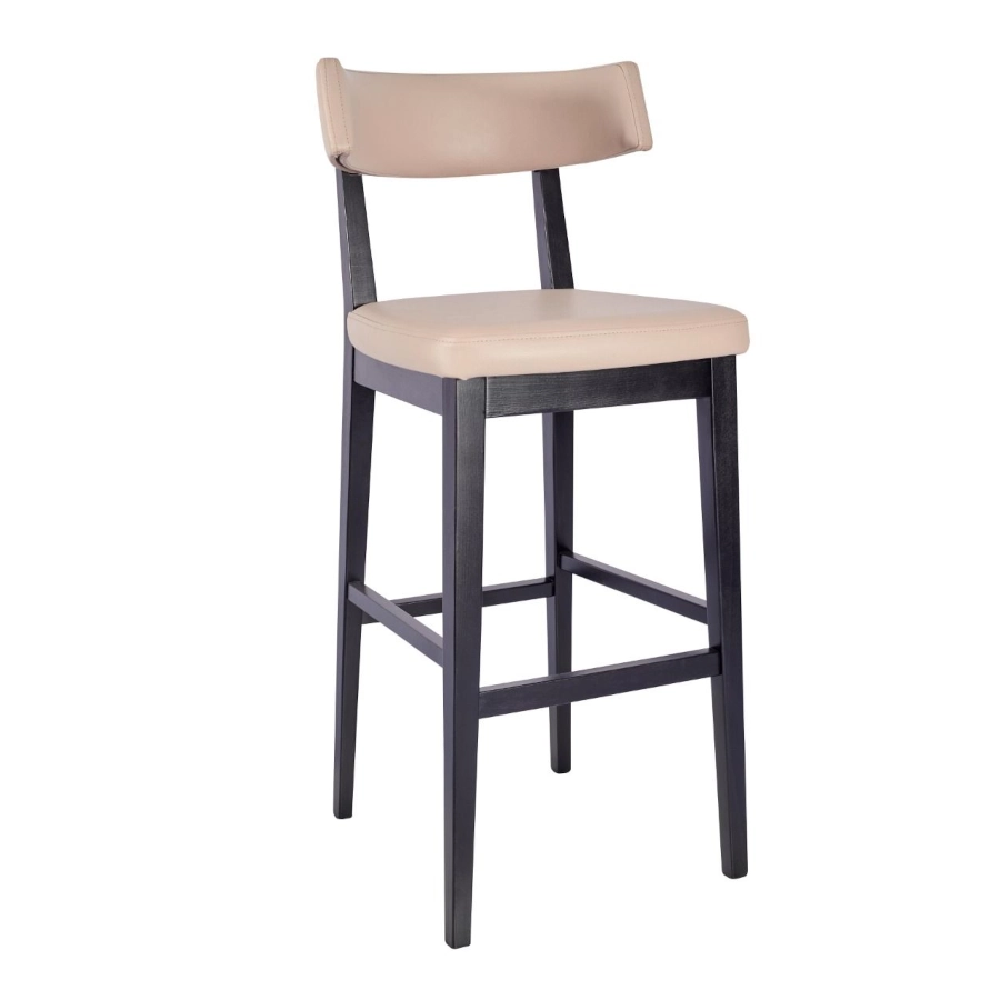 Repton barstol från Global i svart bets och stone konstläder.