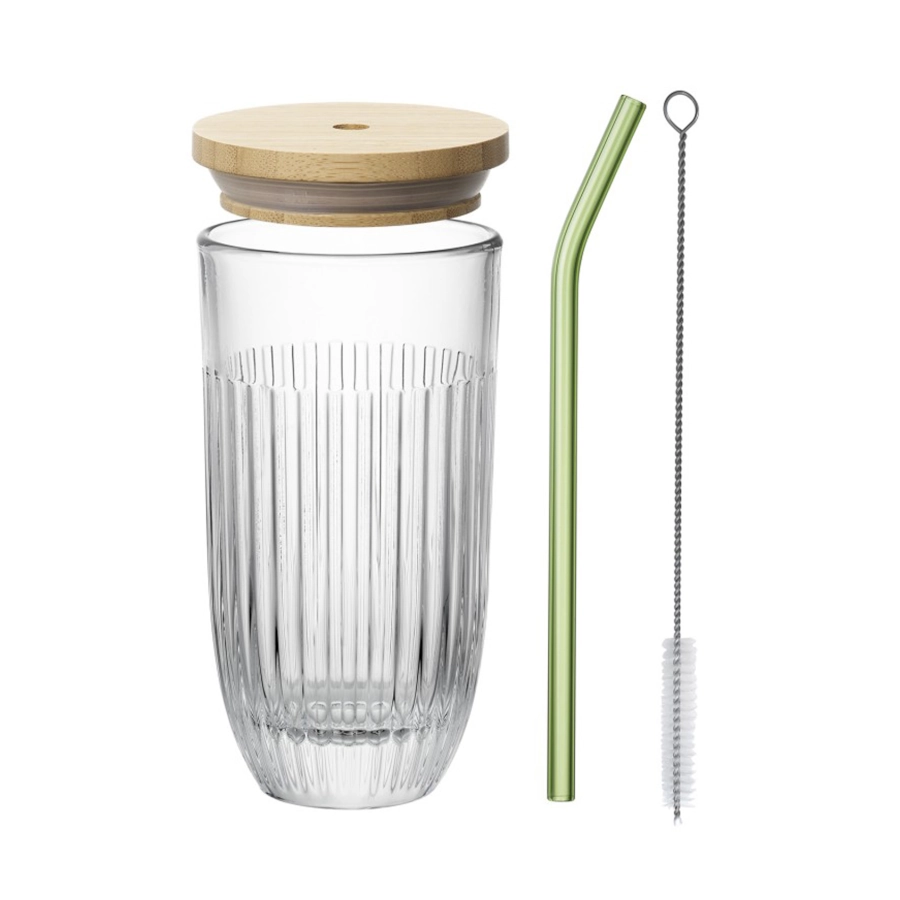 Ouessant Smoothieglas 43 cl med lock och sugrör från La Rochère.