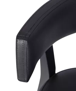 Repton stol från Global i svart bets med grå konstläder och närbild på rygg.