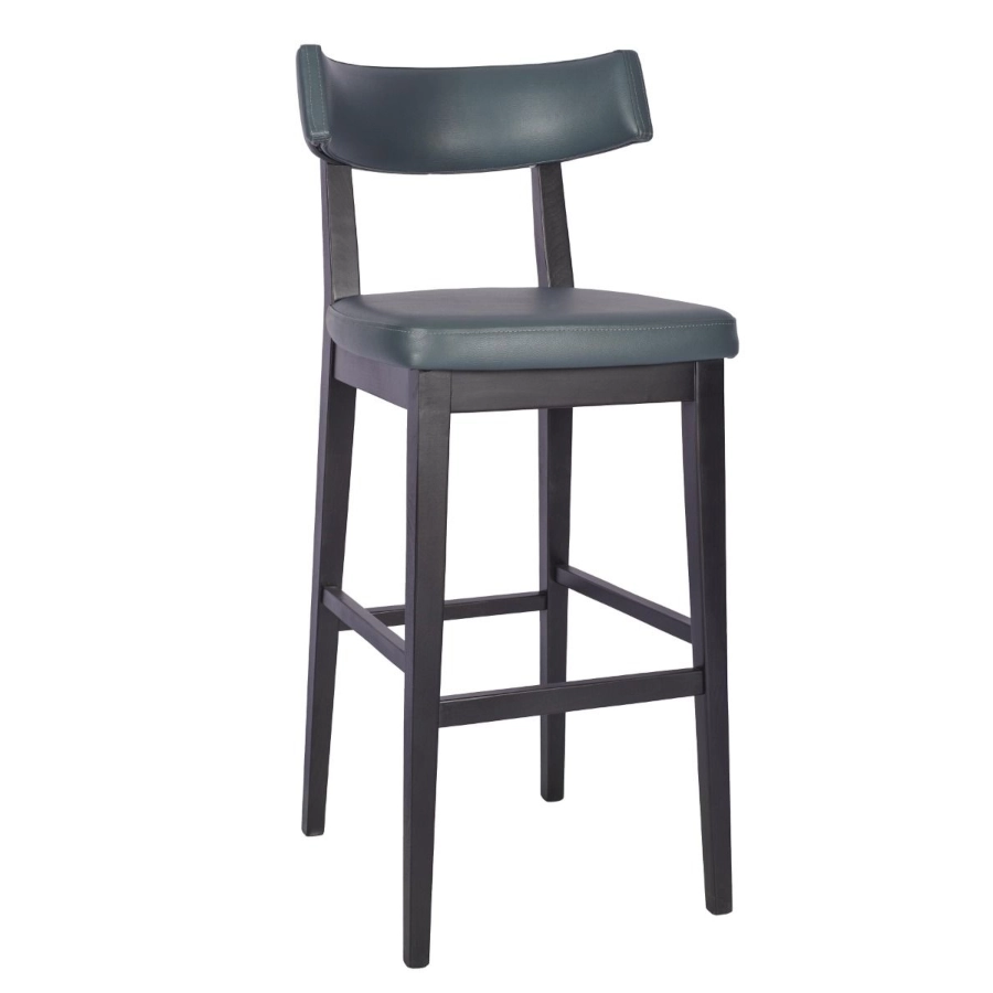 Repton barstol från Global i svart bets och grå konstläder.