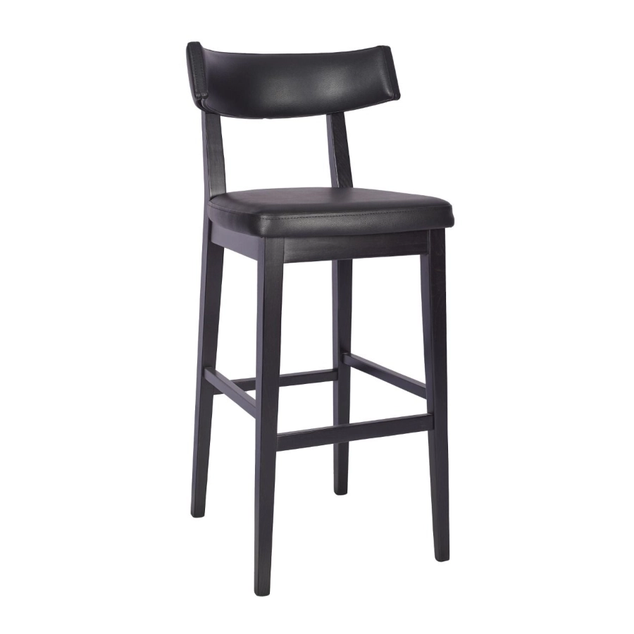 Repton barstol från Global i svart bets och svart konstläder.