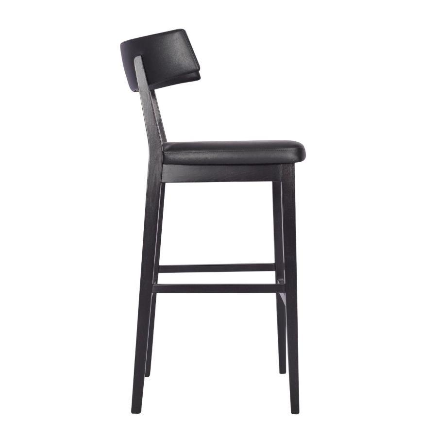Repton barstol från Global i svart bets och svart konstläder.