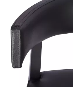Repton barstol från Global i svart bets med svart konstläder och närbild.