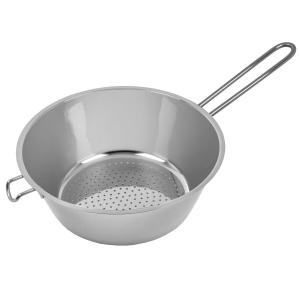 Durkslag 23,5 diameter cm av rostfritt stål med handtag från Exxent.