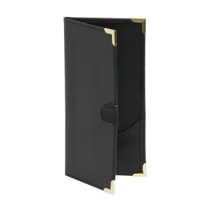 Notpärm 22x11 cm från BBM i svart konstläder med guldplätterade kanter.