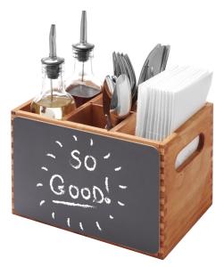 Besticklåda, trä, svart skrivtavla, 21x15x15 cm