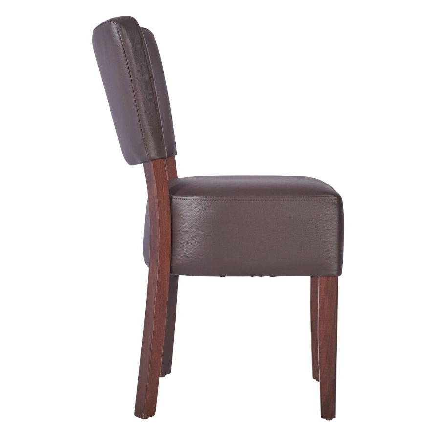 Trent stol från Global i valnötsbets och mocha konstläder.