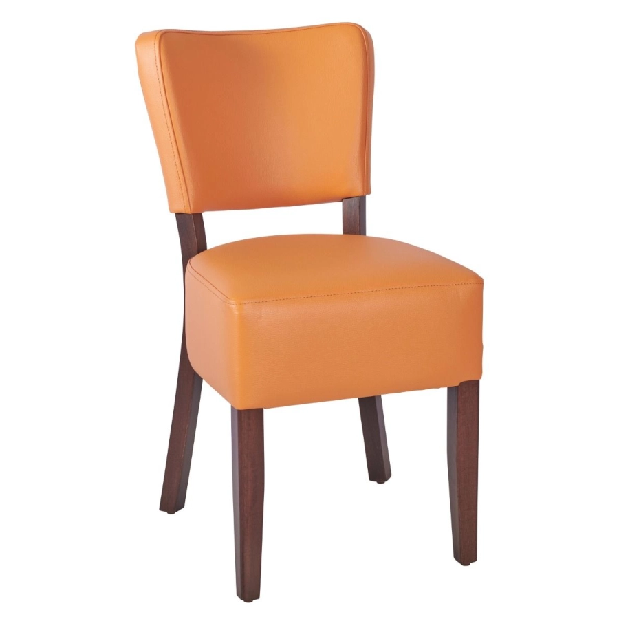 Trent stol från Global i valnötsbets och ochre konstläder.