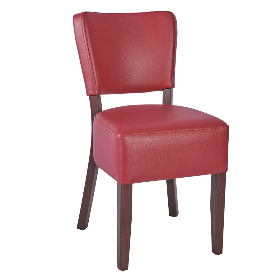 Trent stol från Global i valnötsbets och wine konstläder.