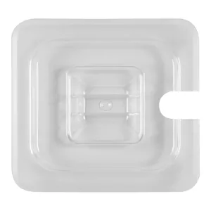 Kantinlock 2.0 från Exxent med GN 1/6 storlek av polykarbonat i transparent färg som har uttag för ösa.