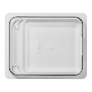 Kantin GN lock 2.0 från Exxent av transparent polykarbonat med öppningslucka i GN 1/2 storlek.