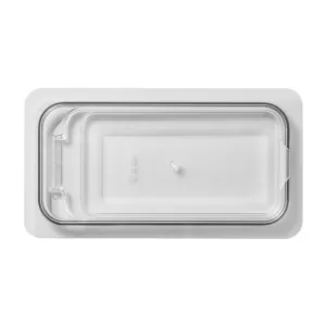 Kantin GN lock 2.0 från Exxent av transparent polykarbonat med öppningslucka i GN 1/3 storlek.