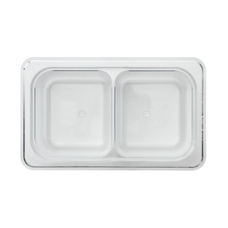 Kantin 2.0 från Exxent med GN 1/4 storlek i polykarbonat med höjd 15 cm som är transparent och tvådelad.