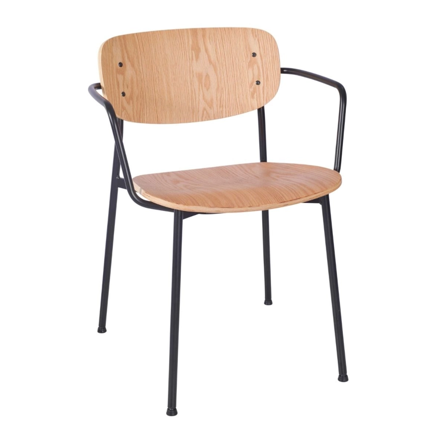 Greenwich karmstol i svart/ekplywood från Global.