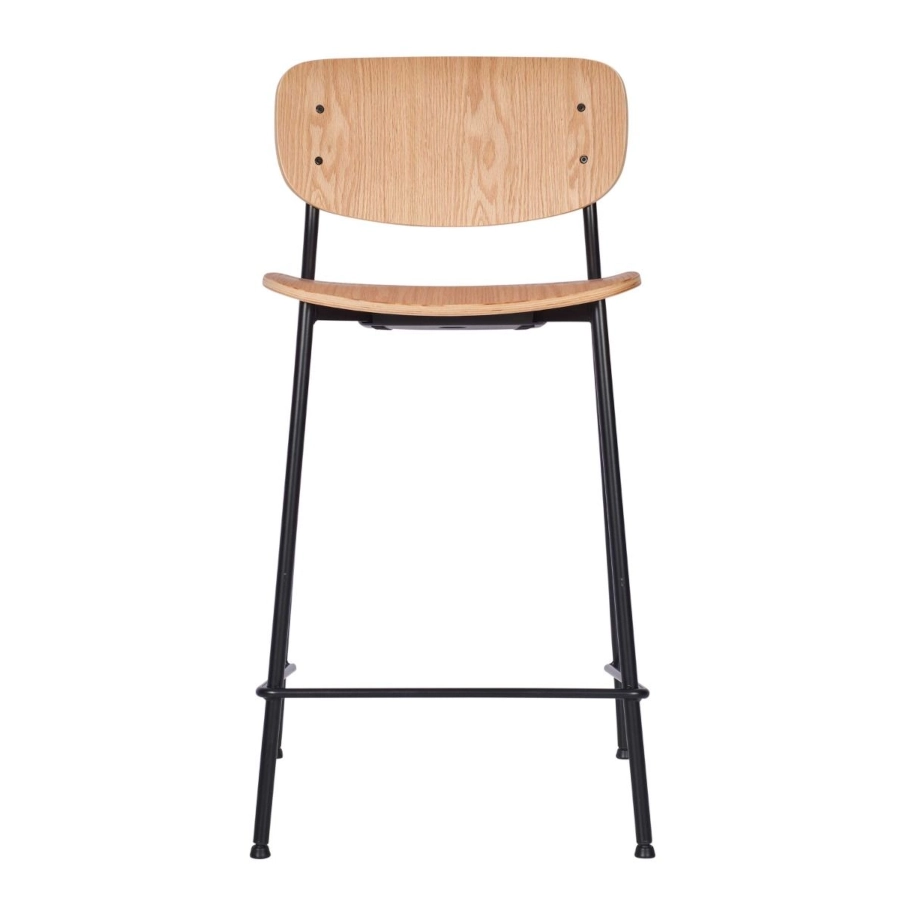 Greenwich barstol i svart/ekplywood från Global och med låg sitthöjd.