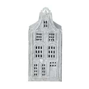 Fenix ljuslykta hus i grå/vit från Affari of Sweden.