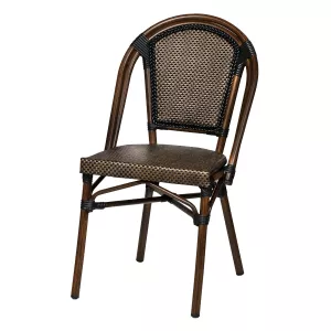 Paris stol, stapelbar, mörk brun, svart/brun textilene