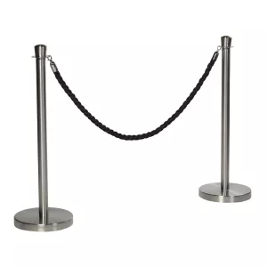 Komplett set med 2 köstolpar i rostfritt och 1 svart flätat rep från Xirbi.