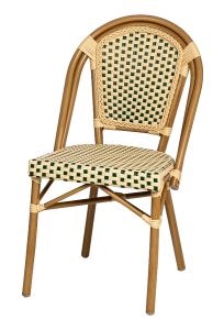 Paris stol, stapelbar, bambulook natur, grön/creme fiberrotting
