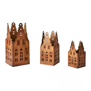 Village ljuslykta hus i set med 3 olika från Affari of Sweden.