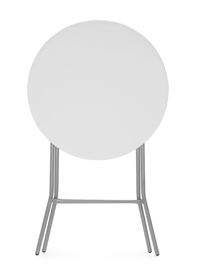 Fällbart barbord 80 diameter cm med vit bordsskiva och grå stativ från AmerBox.