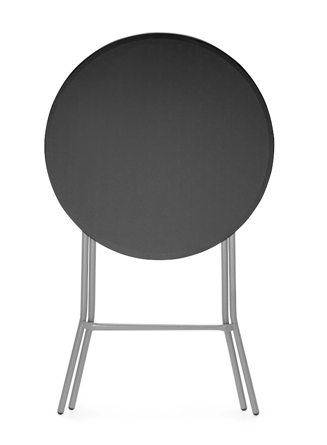 Fällbart barbord 80 diameter cm med svart bordsskiva och grå stativ från AmerBox.