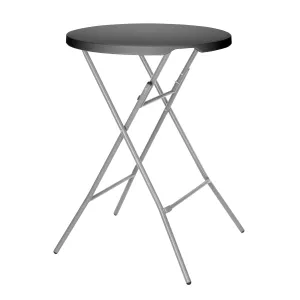 Fällbart barbord 80 diameter cm med svart bordsskiva och grå stativ från AmerBox.