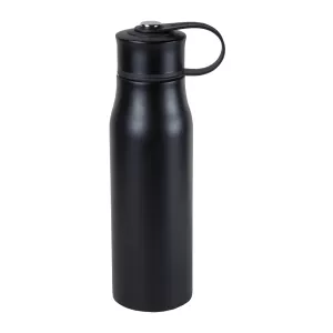 Ståltermos flaska 0,5 liter med skruvkork i svart.