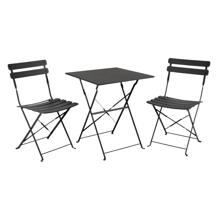 Ponte set från Brafab i svart med 2 fällbara stolar och 1 fällbart bord.