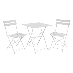 Ponte set från Brafab i vitt med 2 fällbara stolar och 1 fällbart bord.