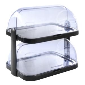 Serveringsfat med rolltop lock och kylelement, 2 våningar, 44x32x44 cm