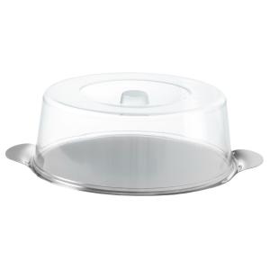 Serveringsfat med plastlock, 30 diameter cm, rostfritt