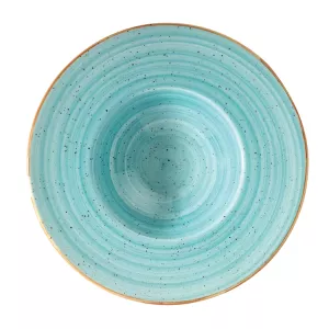 Aura Aqua Banquet djup tallrik 28 diameter cm från Bonna som har en blå handmålad dekor.