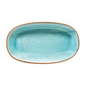 Aura Aqua Gourmet ovalt fat 19x11 cm från Bonna som har en blå handmålad dekor.