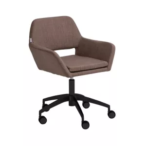 Amsterdam konferensstol med svart hjulstativ och gråbrunt tyg från Lotus Furniture.