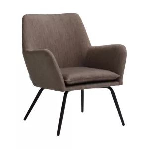 Bankeryd fåtölj från Lotus Furniture med svarta ben och gråbrunt tyg.