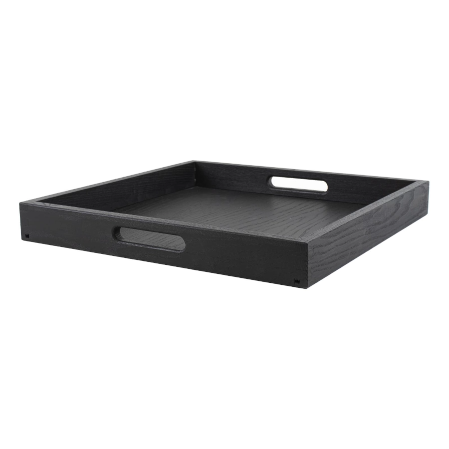 Bricka av ek med handtag som är 40x40 cm och svart från Select Concept.