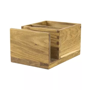 Table caddie och bordsapotek med menyhållare från Select Concept som är linoljad.