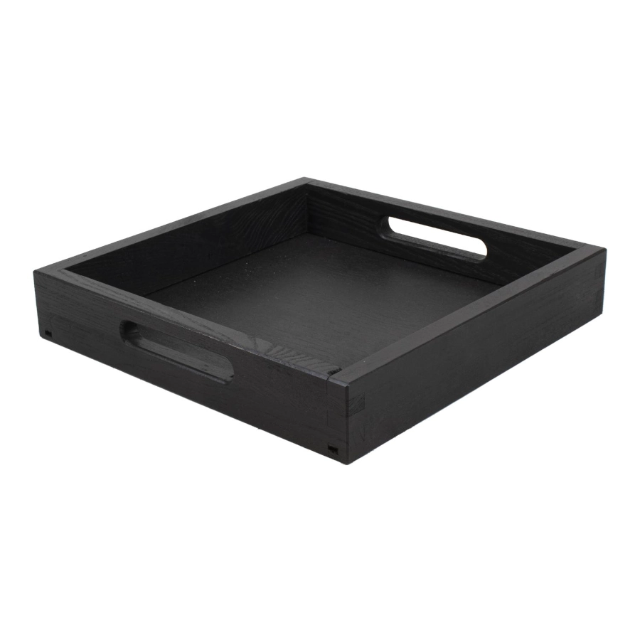 Bricka av ek med handtag som är 28x28 cm och svart från Select Concept.