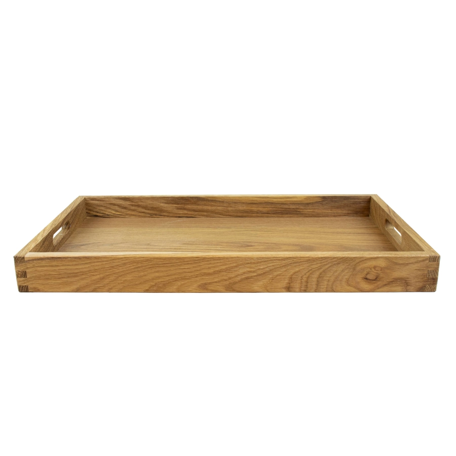 Bricka av ek med handtag enligt gastronorm GN 1/1 och linojad från Select Concept.