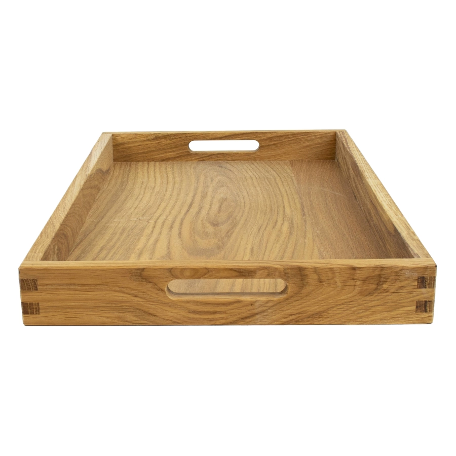 Bricka av ek med handtag enligt gastronorm GN 1/1 och linojad från Select Concept.