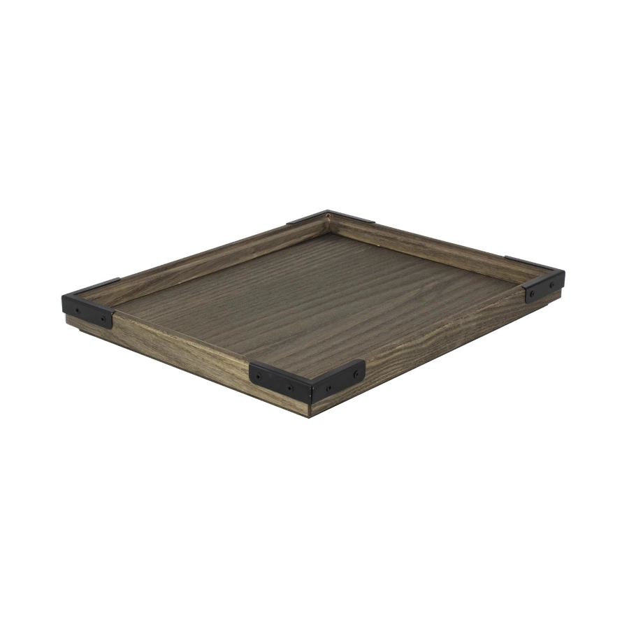 Stapelbar trälåda från Select Concept i GN 1/2 storlek med höjd 3,1 cm och brun med svarta metal hörn.