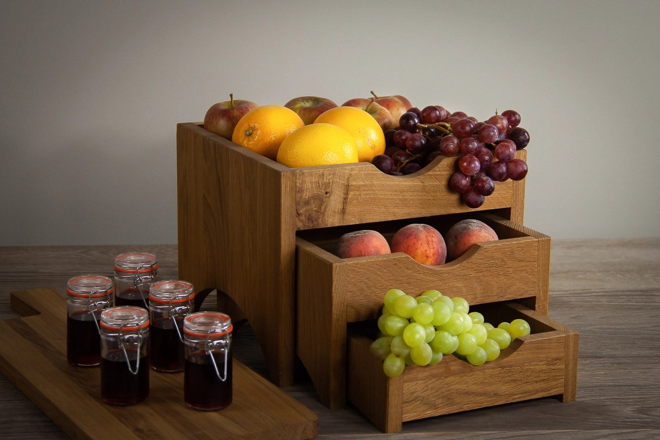 Mini display set som har 3 lådor i linoljat från Select Concept.