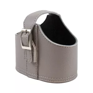Liten läderkorg med handtag i grått från Select Concept.