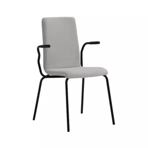 Bristol karmstol med svart stativ och ljusgrå tyg från Lotus Furniture.