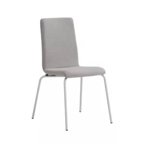 Bristol stol med vitt stativ och ljusgrå tyg från Lotus Furniture.