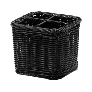 Bestickkorg 4 fack svart flätning från Sunnex.