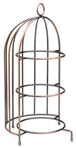 Birdcage tallriksställning för 3x23 diameter cm patinerad rustik koppar