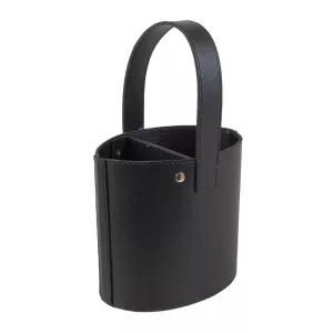 Läderkorg av konstläder med handtag och 2 fack i svart från Select Concept.