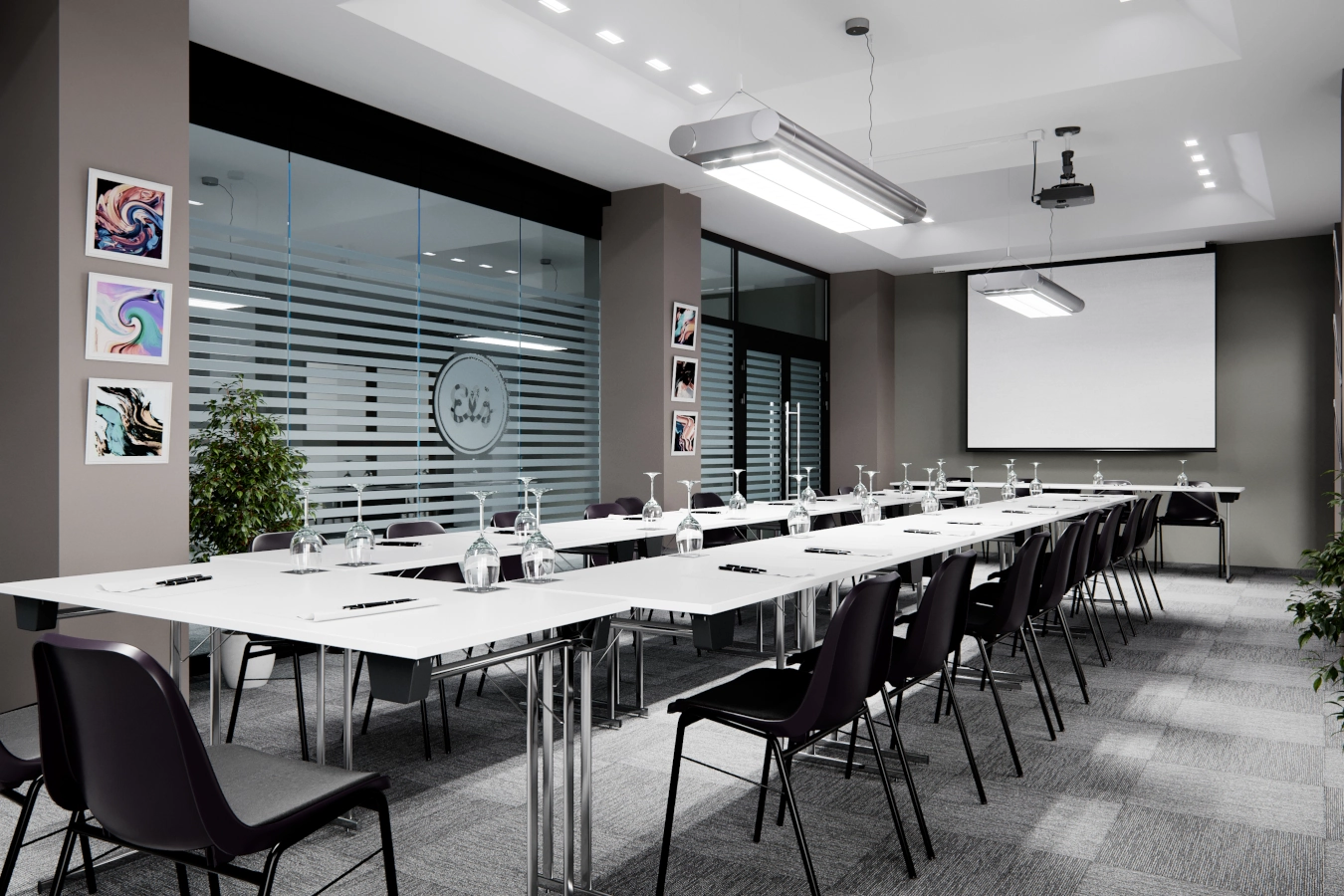 Bella stolar från Elj i svart med svart sittskal av plast och klädd sits.